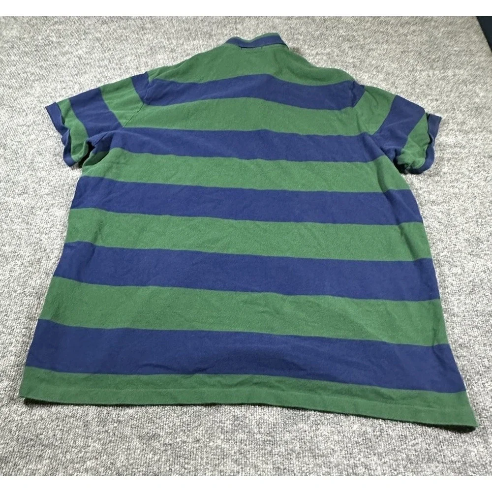 Polo Ralph Lauren Men's XXL Green Blue Striped Rugby Shirt Classic Fit